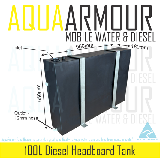 100L Diesel Headboard Tank with Wall to Floor Brackets