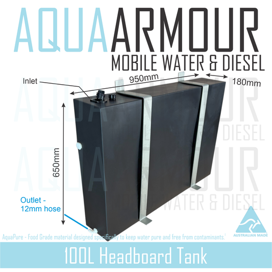 100L Slimline Headboard Fresh Water Tank with Wall to Floor Brackets
