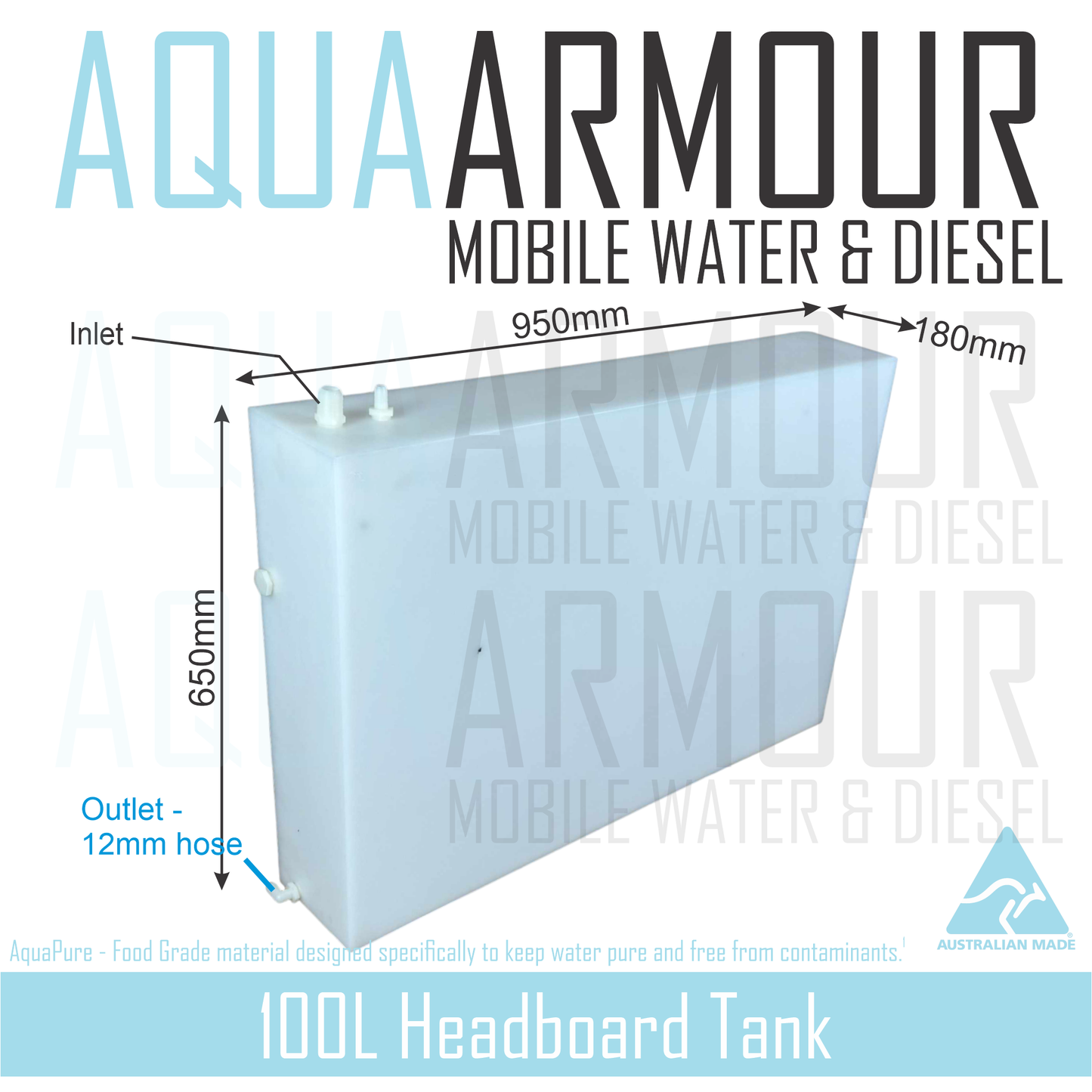 100L Semi-Transparent Canopy Fresh Water Tank (95x65x18)
