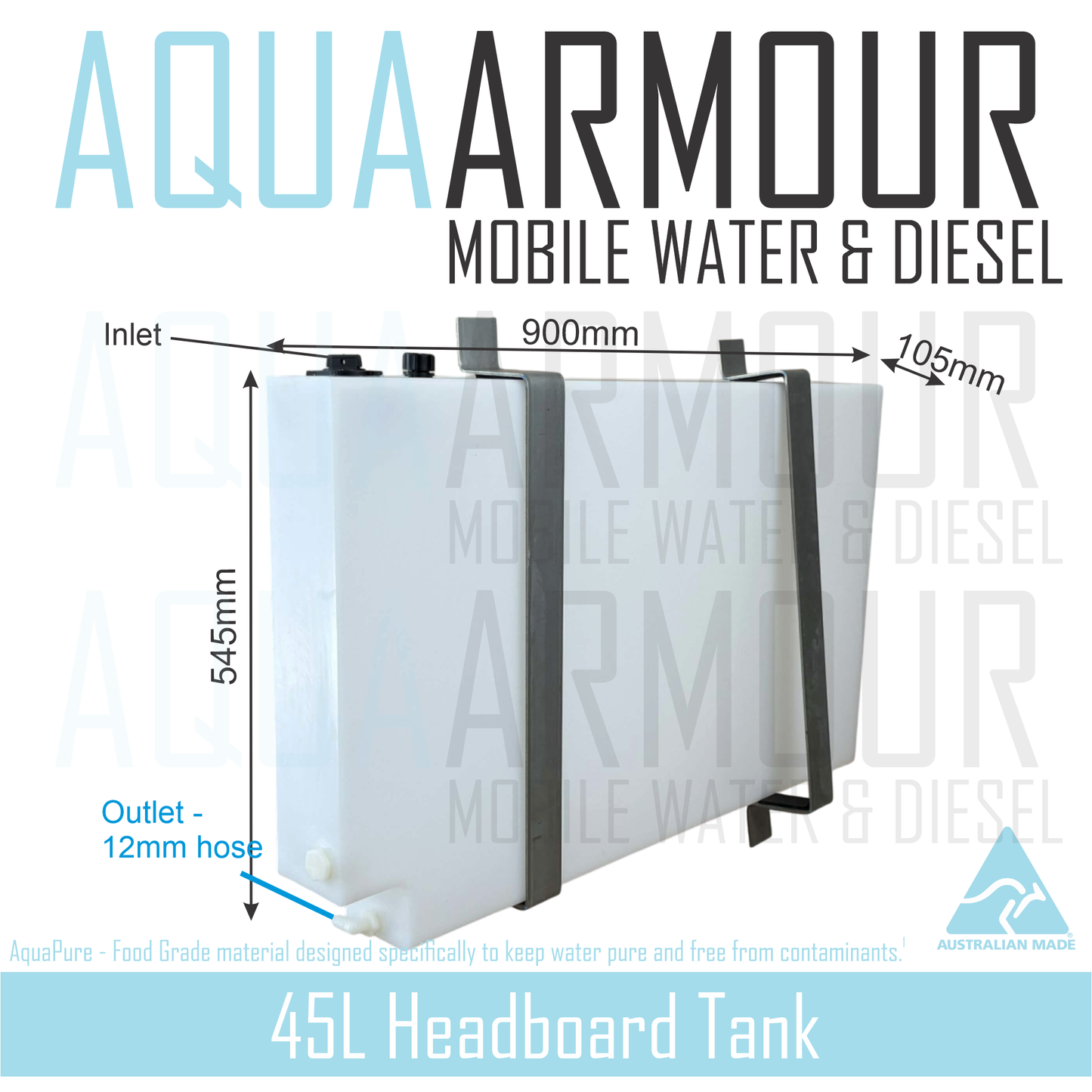 45L Semi-transparent Canopy Fresh Water Tank with Mounting Brackets (Multiple Options Within)