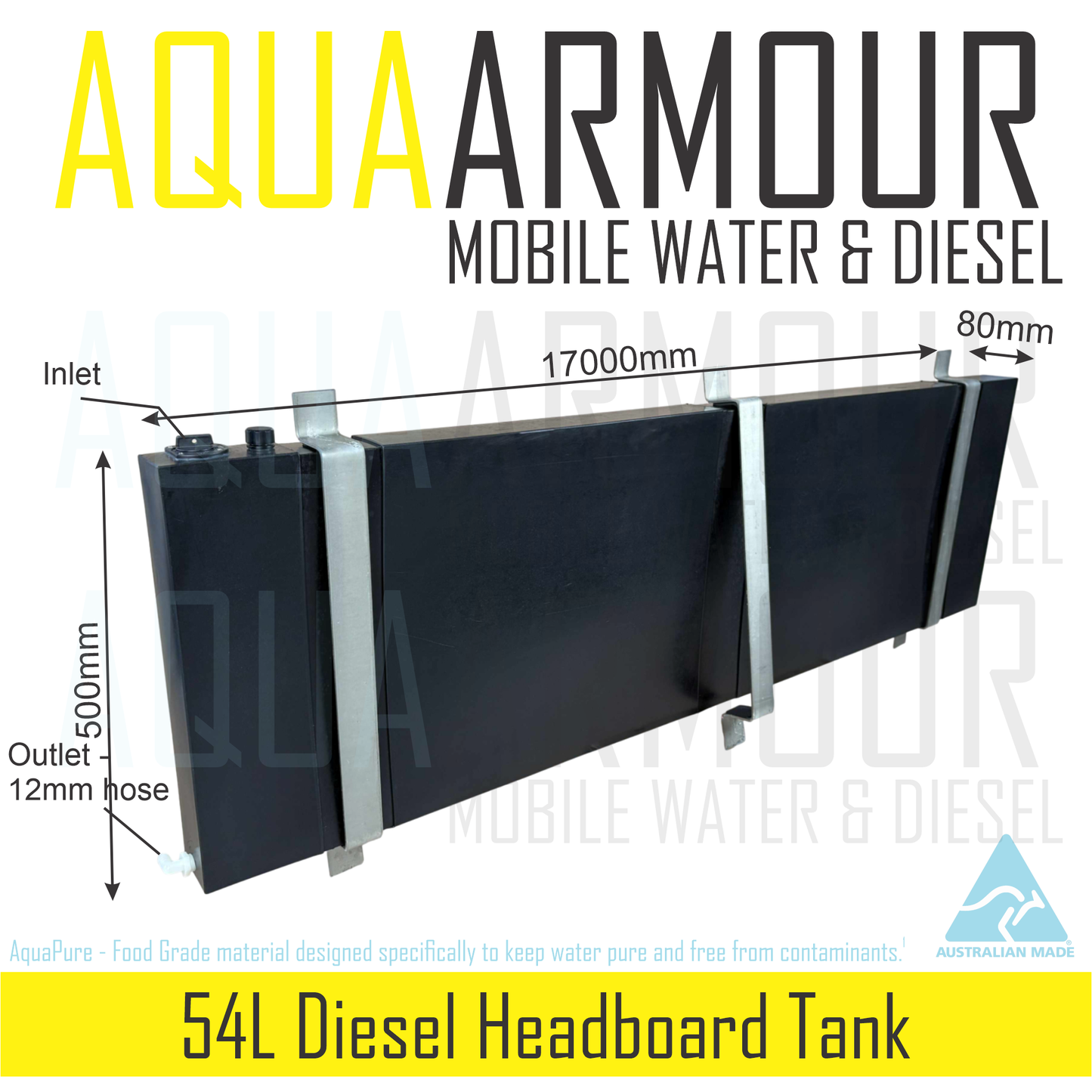 54L Diesel Headboard Tank with Mounting Brackets
