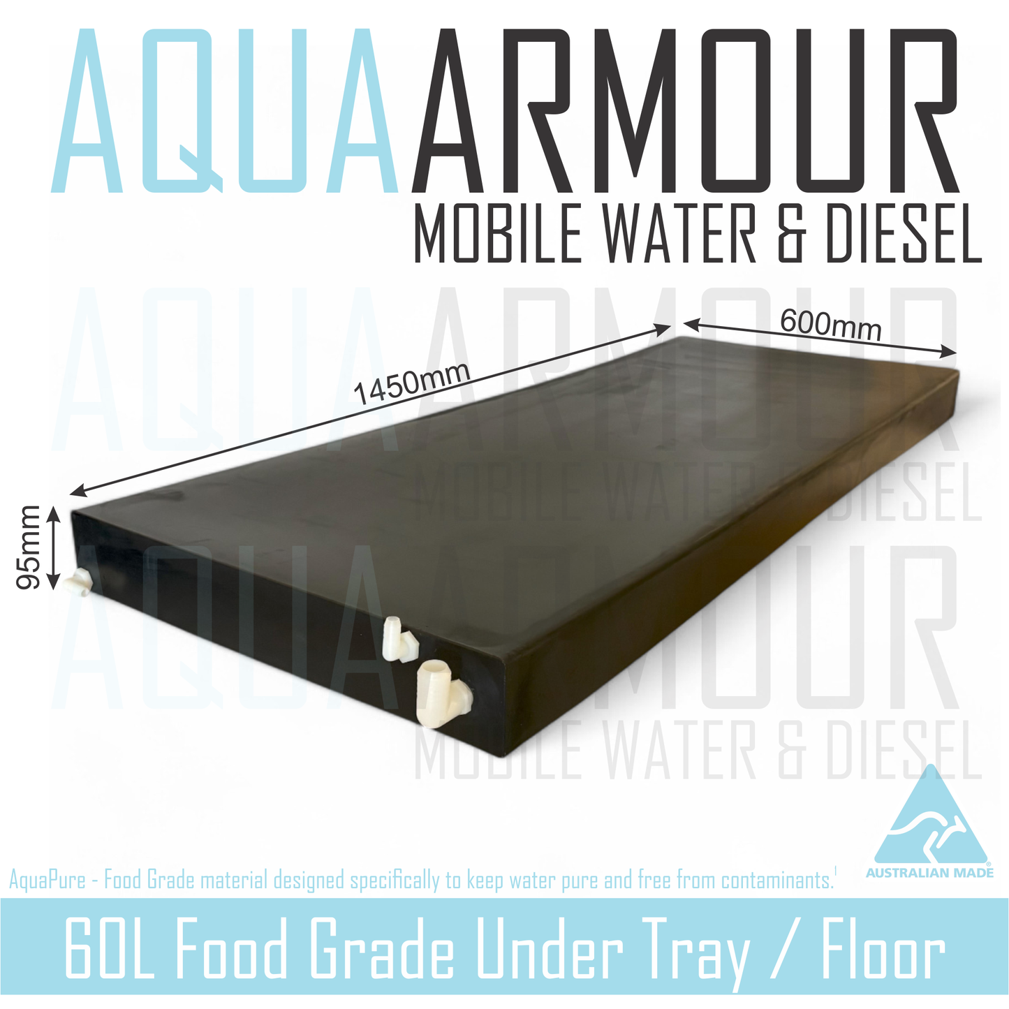 60L Slimline Under Floor / Ute Tray / Trailer / Caravan (145X60X9).