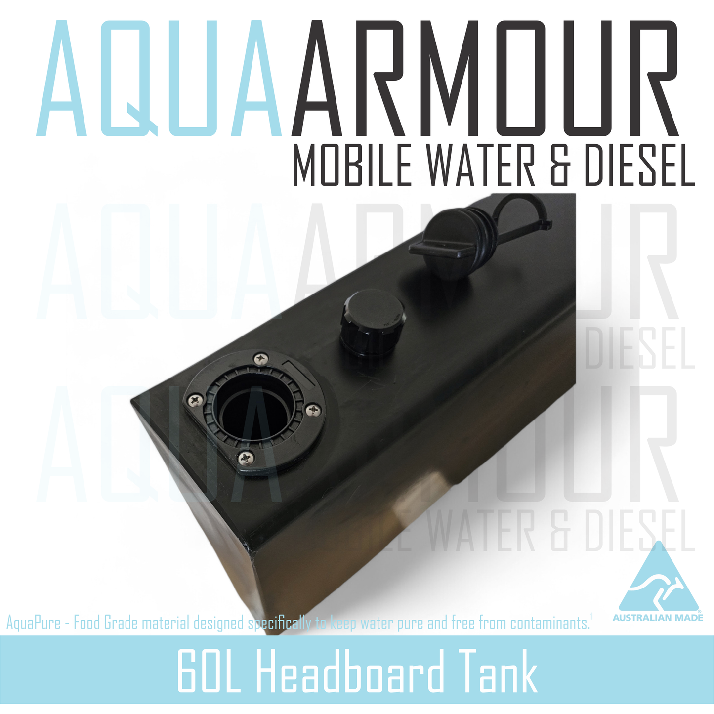 60L Semi-Transparent Headboard Fresh Water Tank with Brackets (two styles available).