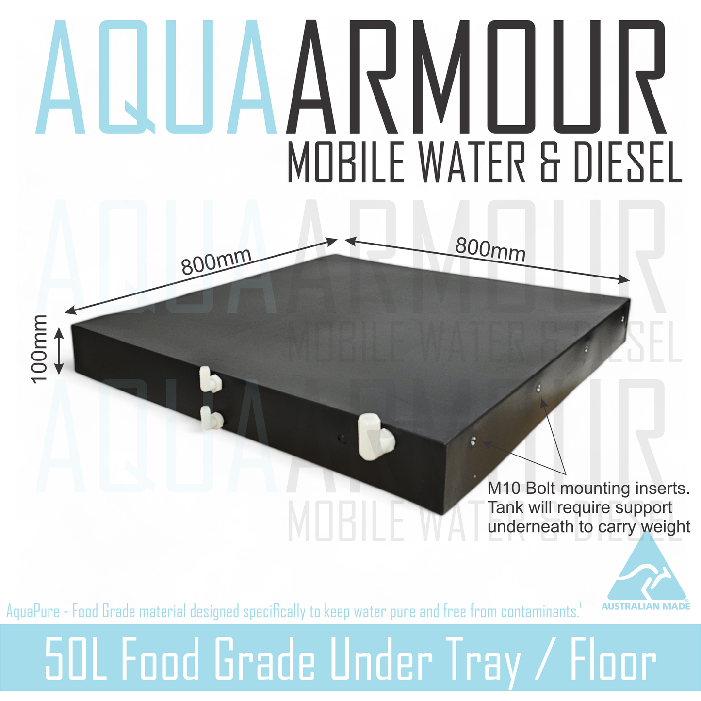 50L Slimline Under Floor / Ute Tray / Trailer / Caravan (80x80x10).