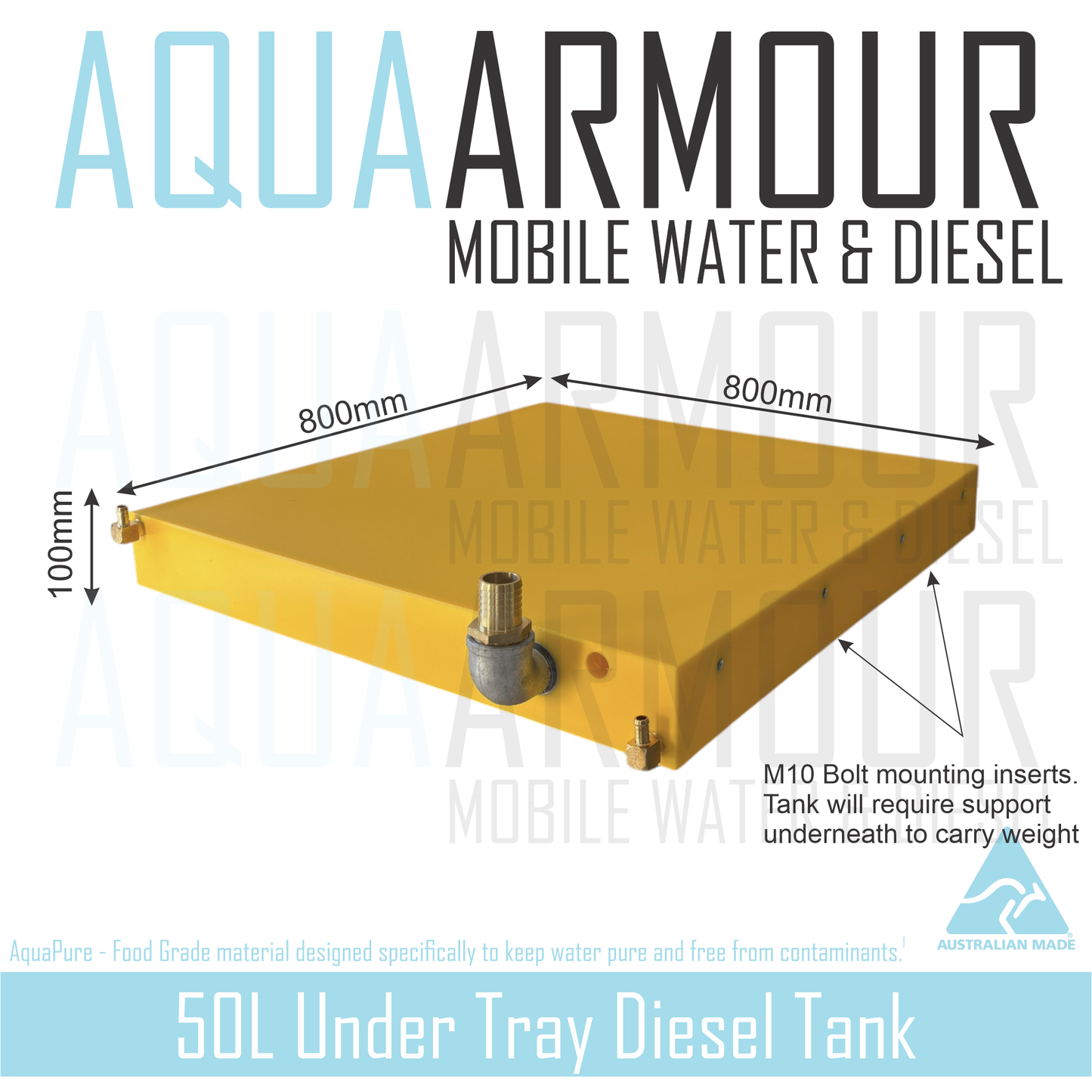 50L Slimline Under Tray Diesel Tank