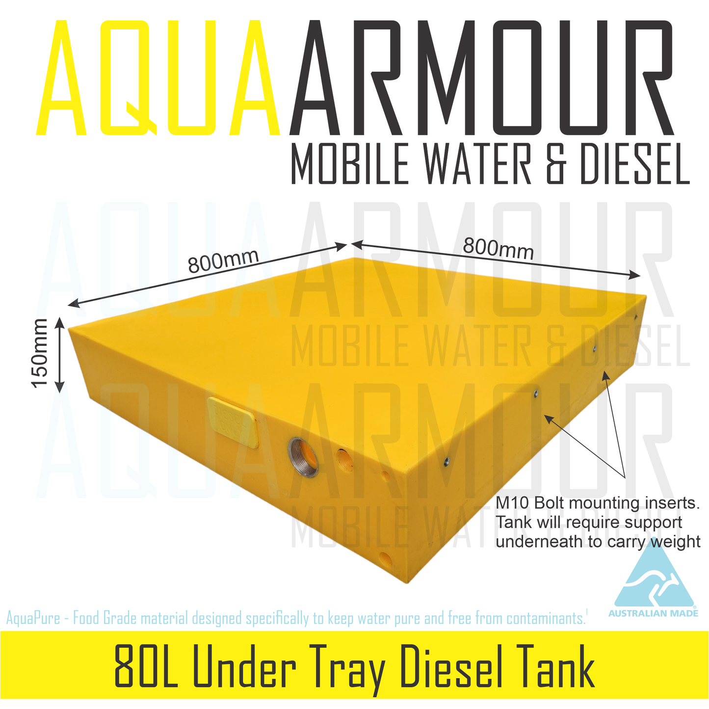 80L Slimline Under Tray Diesel Tank