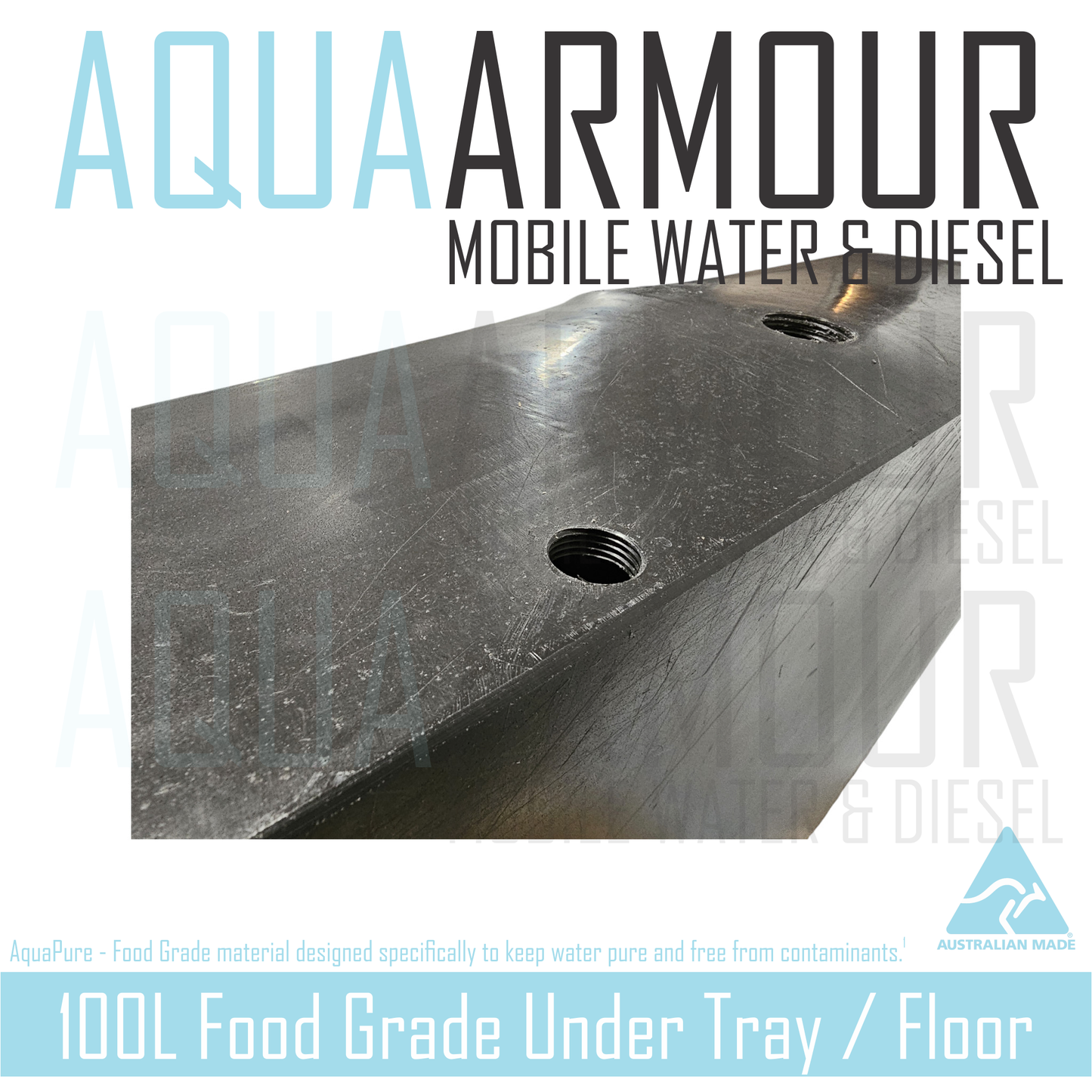 100L Slimline Dished Under Floor / Ute Tray / Trailer / Caravan (120x70x18).