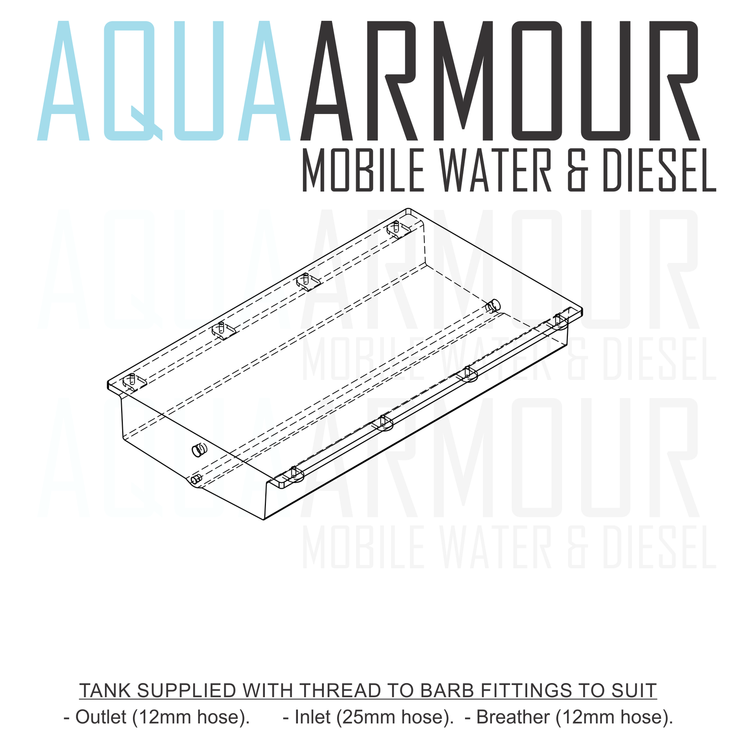 100L Slimline Dished Under Floor / Ute Tray / Trailer / Caravan (120x70x18).