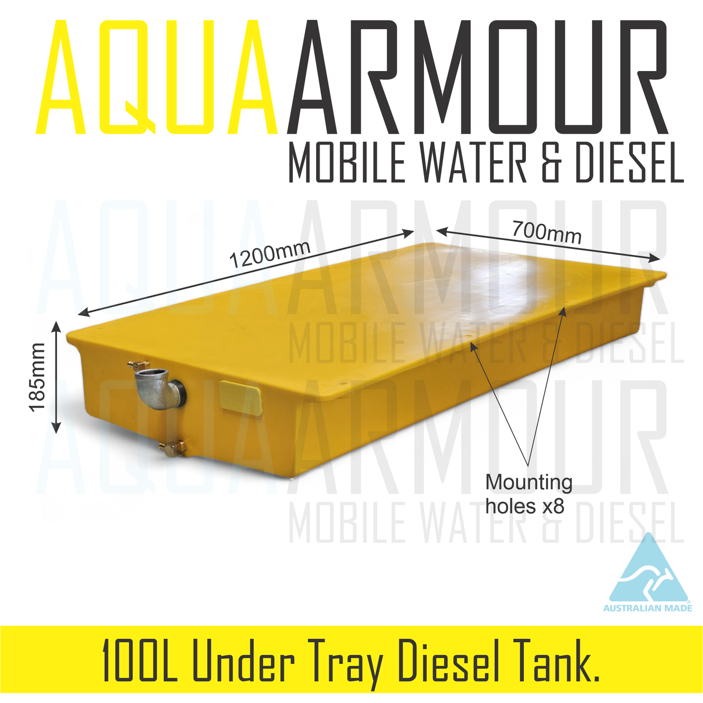 100L Slimline Under Floor Diesel Tank (120x70x18).