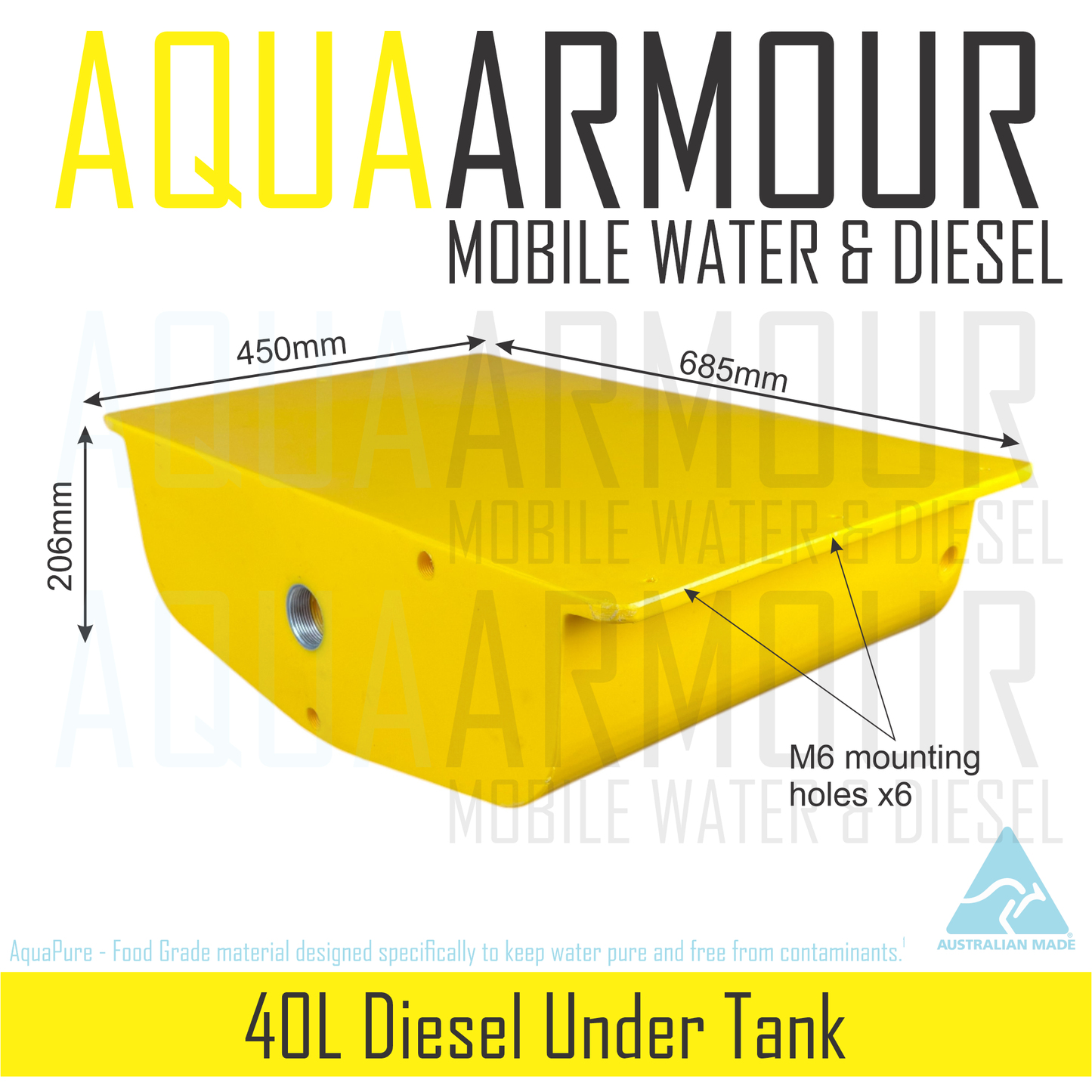 40L Diesel Tank Under Floor / Ute Tray / Trailer / Caravan