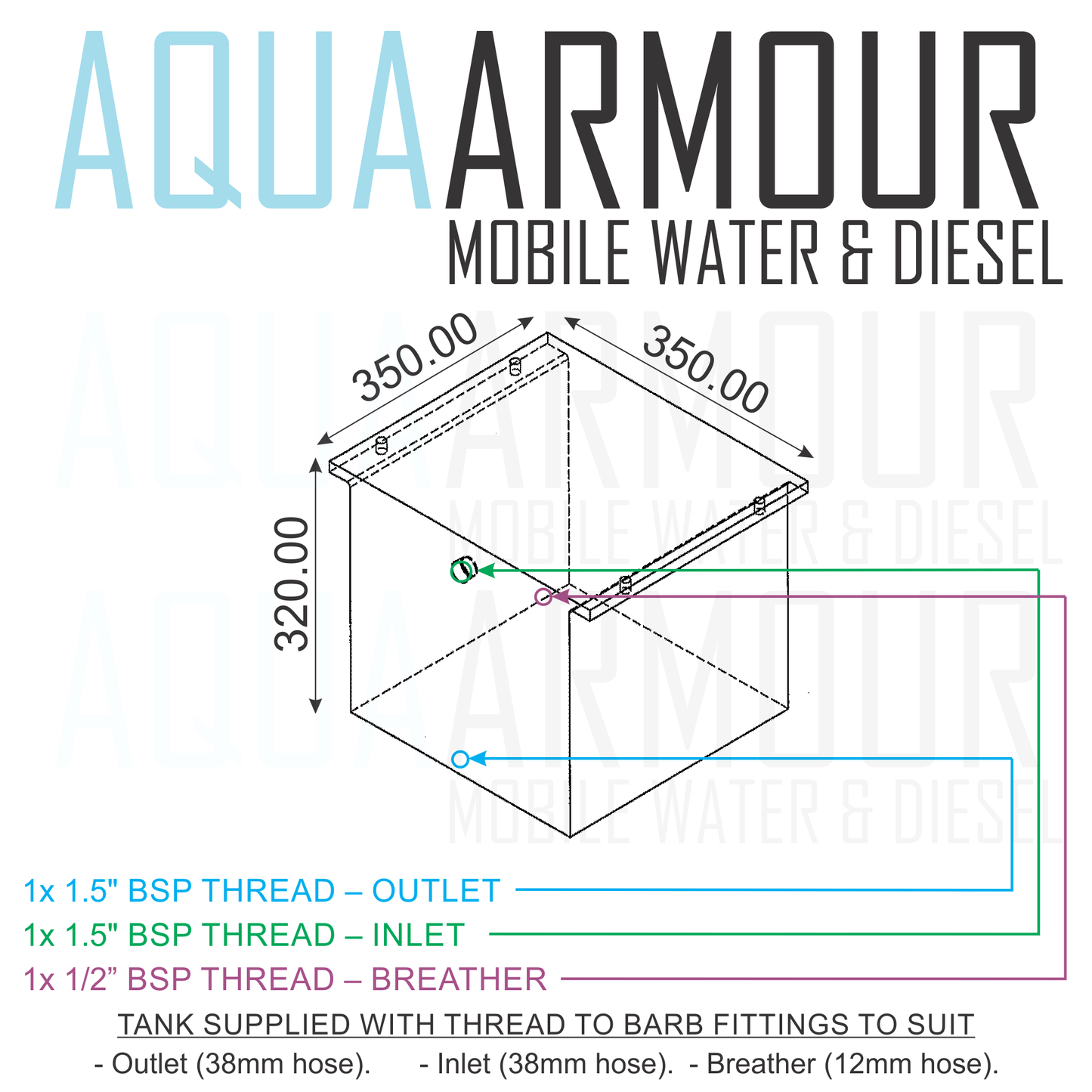 36L Toyota Coaster Grey Water Tank (35x35x32)