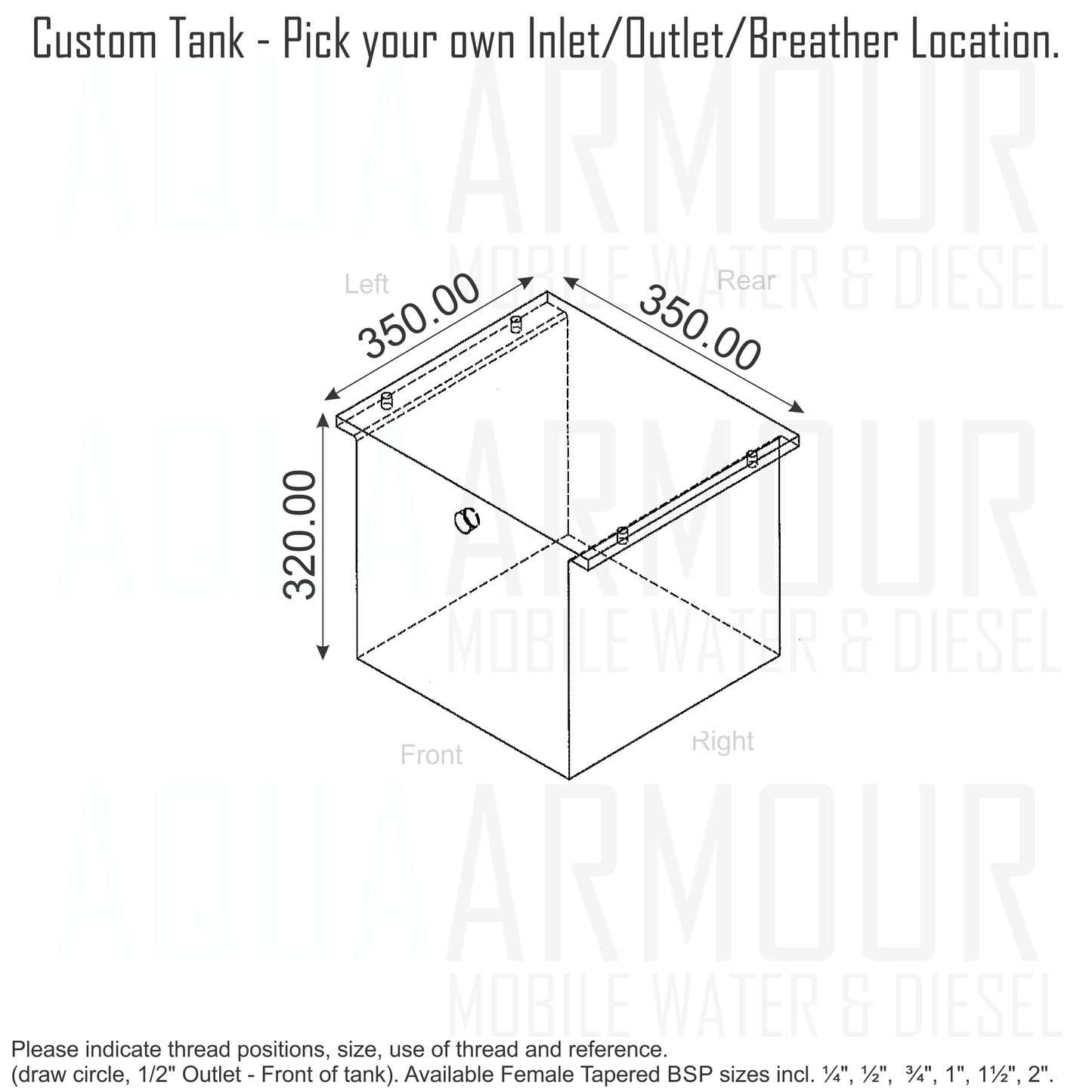 36L Toyota Coaster Grey Water Tank (35x35x32)