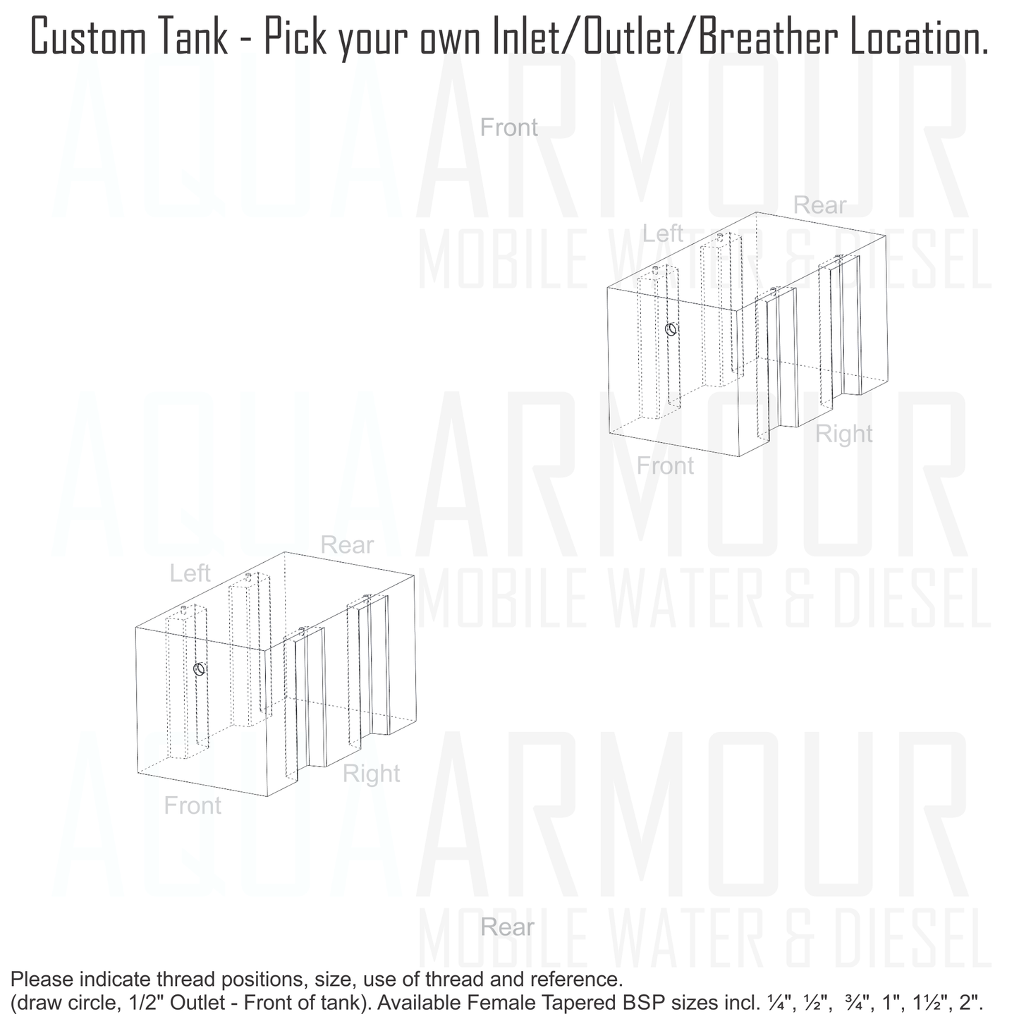 2x 60L Toyota Coaster Fresh Water Tanks (60x33x33).