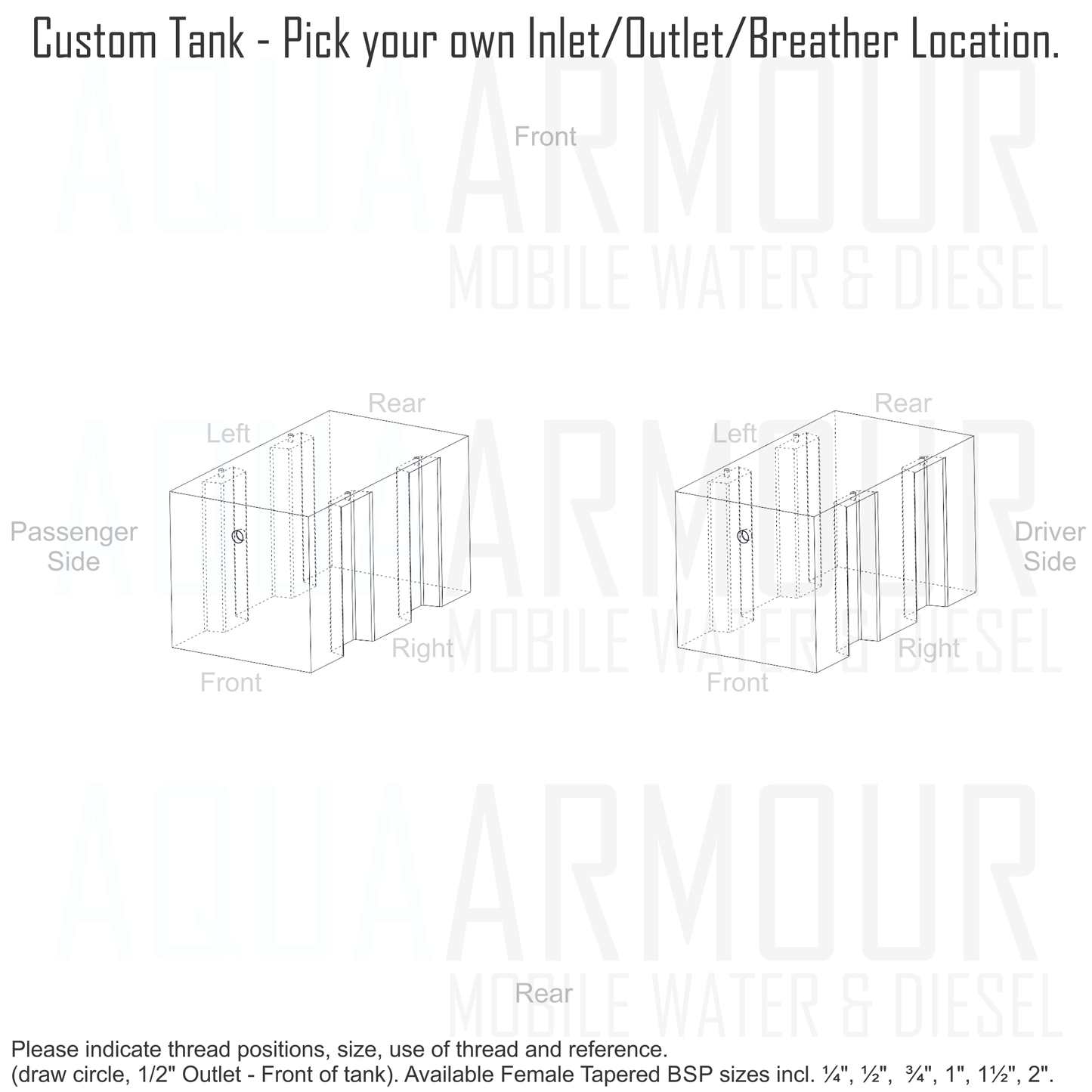 2x 60L Toyota Coaster Fresh Water Tanks (60x33x33).