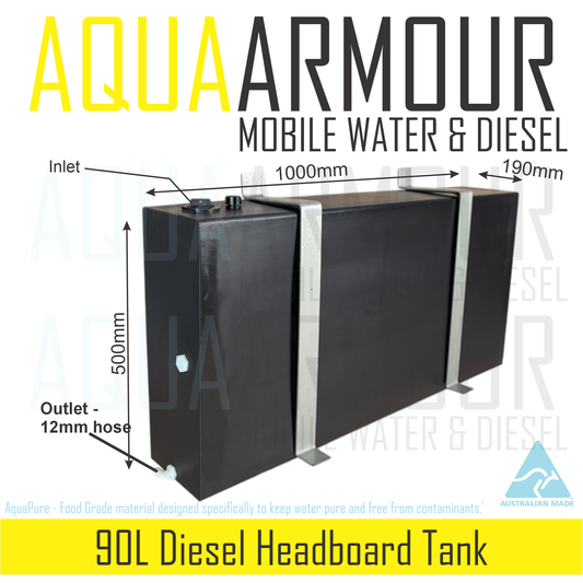 90L Diesel Headboard Tank with Wall to Floor Brackets