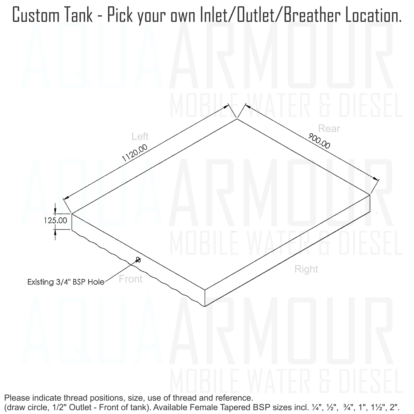 80L Slimline Under Floor / Ute Tray / Trailer / Caravan(112x90x12).