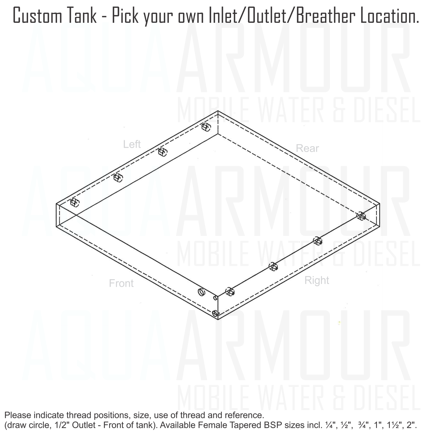 50L Slimline Under Floor / Ute Tray / Trailer / Caravan (80x80x10).