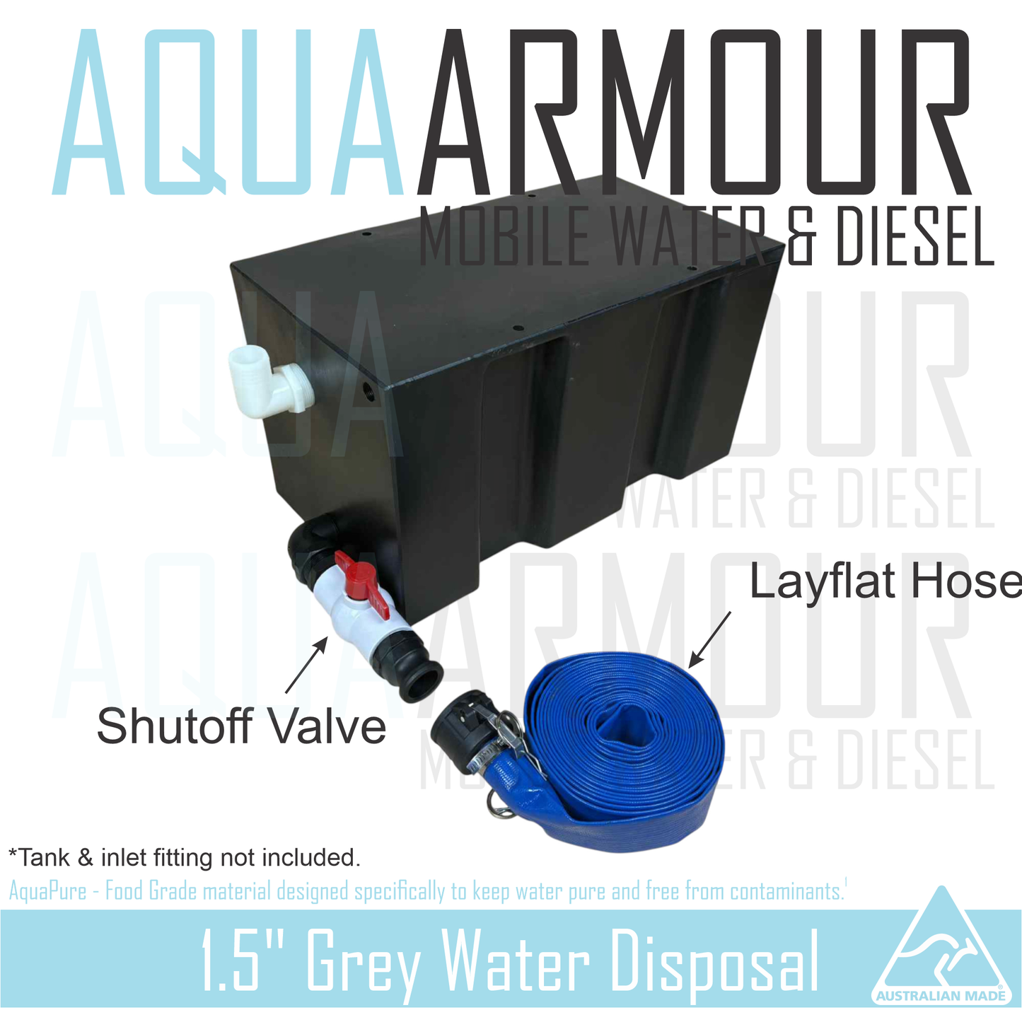 Grey Waste Water Hose Disposal Kit – Layflat Hose + Shut-Off Valve (Universal).