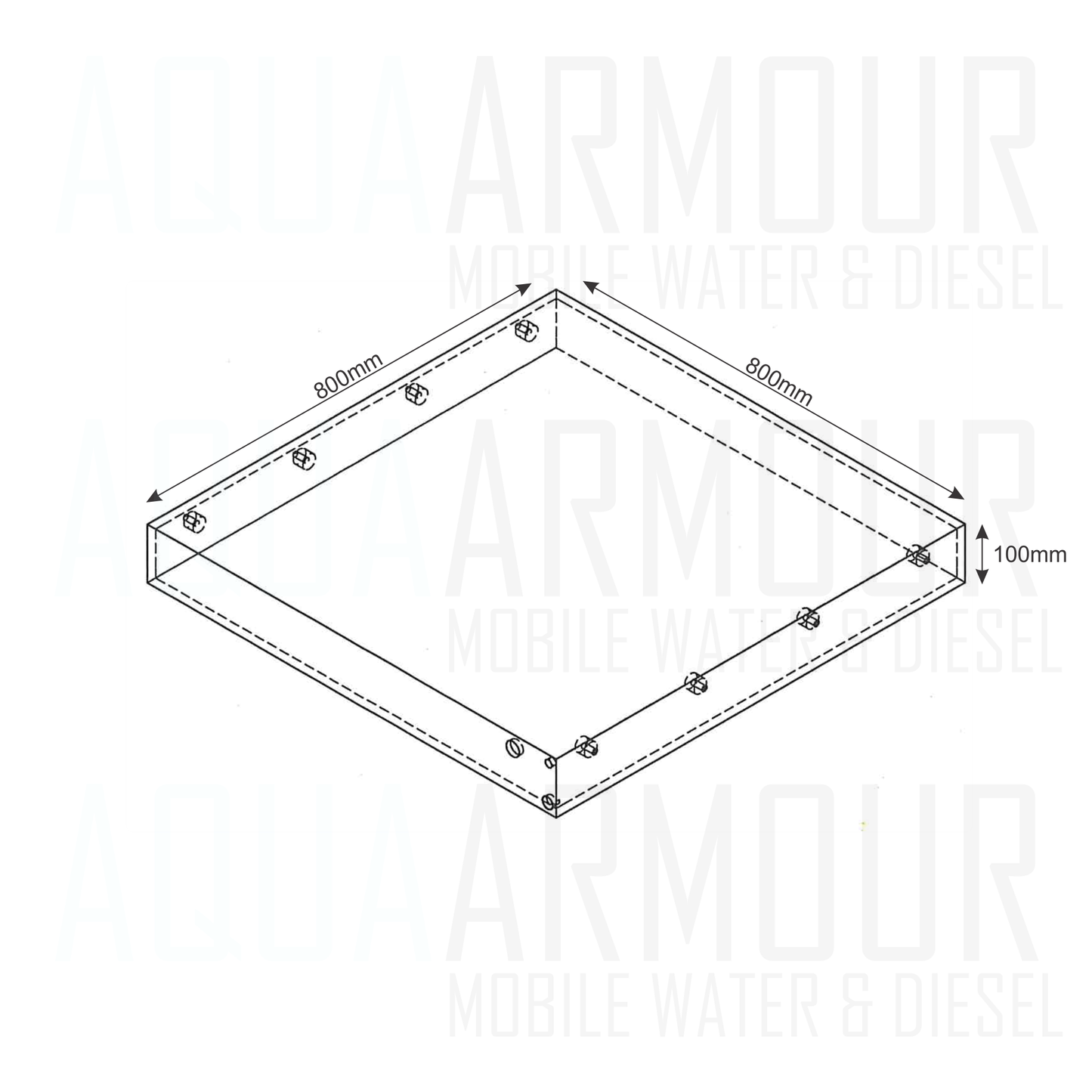 50L Slimline Under Floor / Ute Tray / Trailer / Caravan (80x80x10).