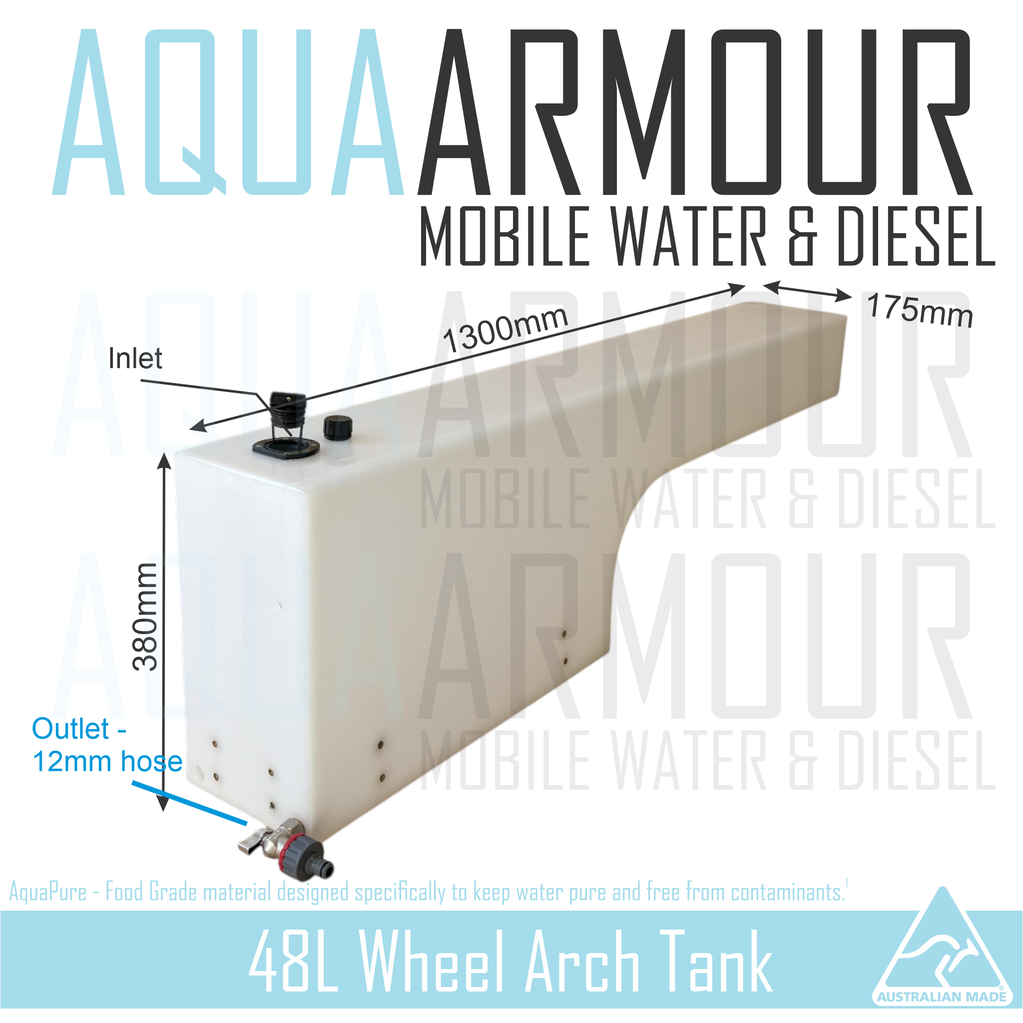 48 Litre Wheel Arch Fresh Water Tank – Aqua Armour