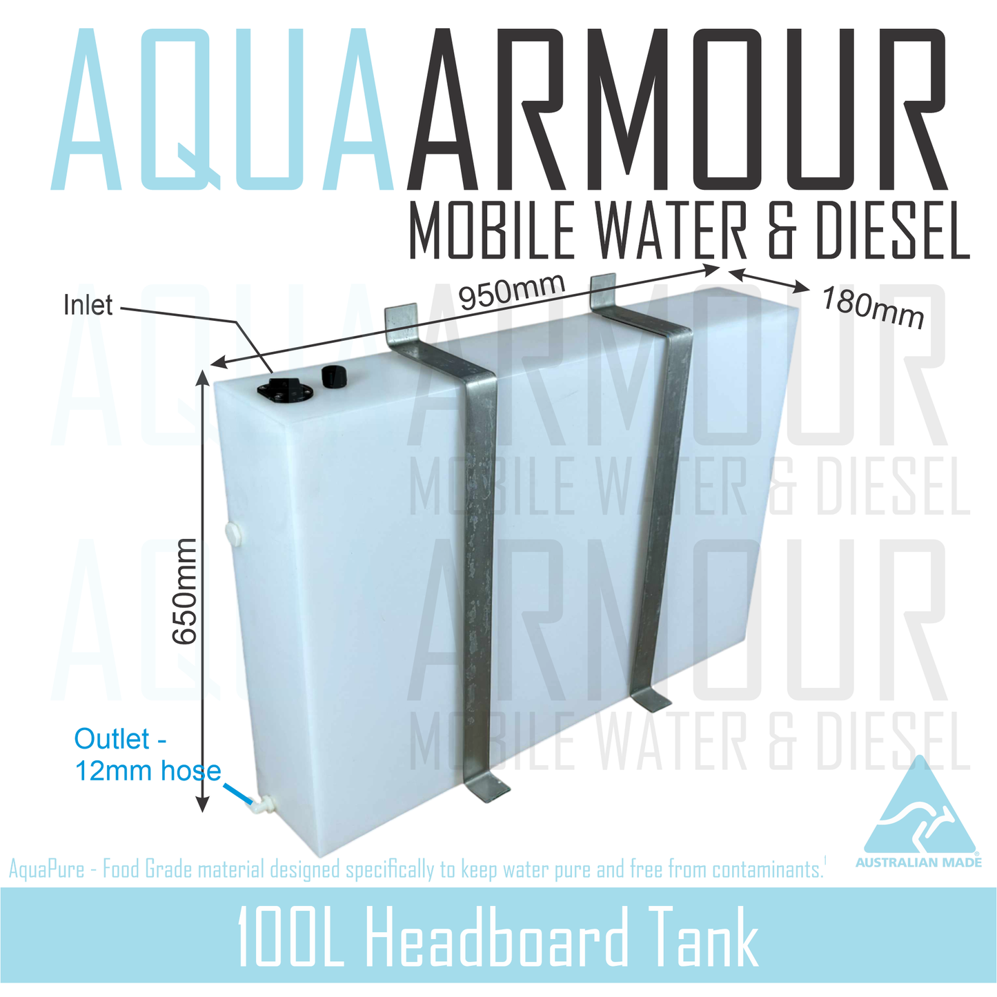 100L Semi-Transparent Canopy Fresh Water Tank with Brackets