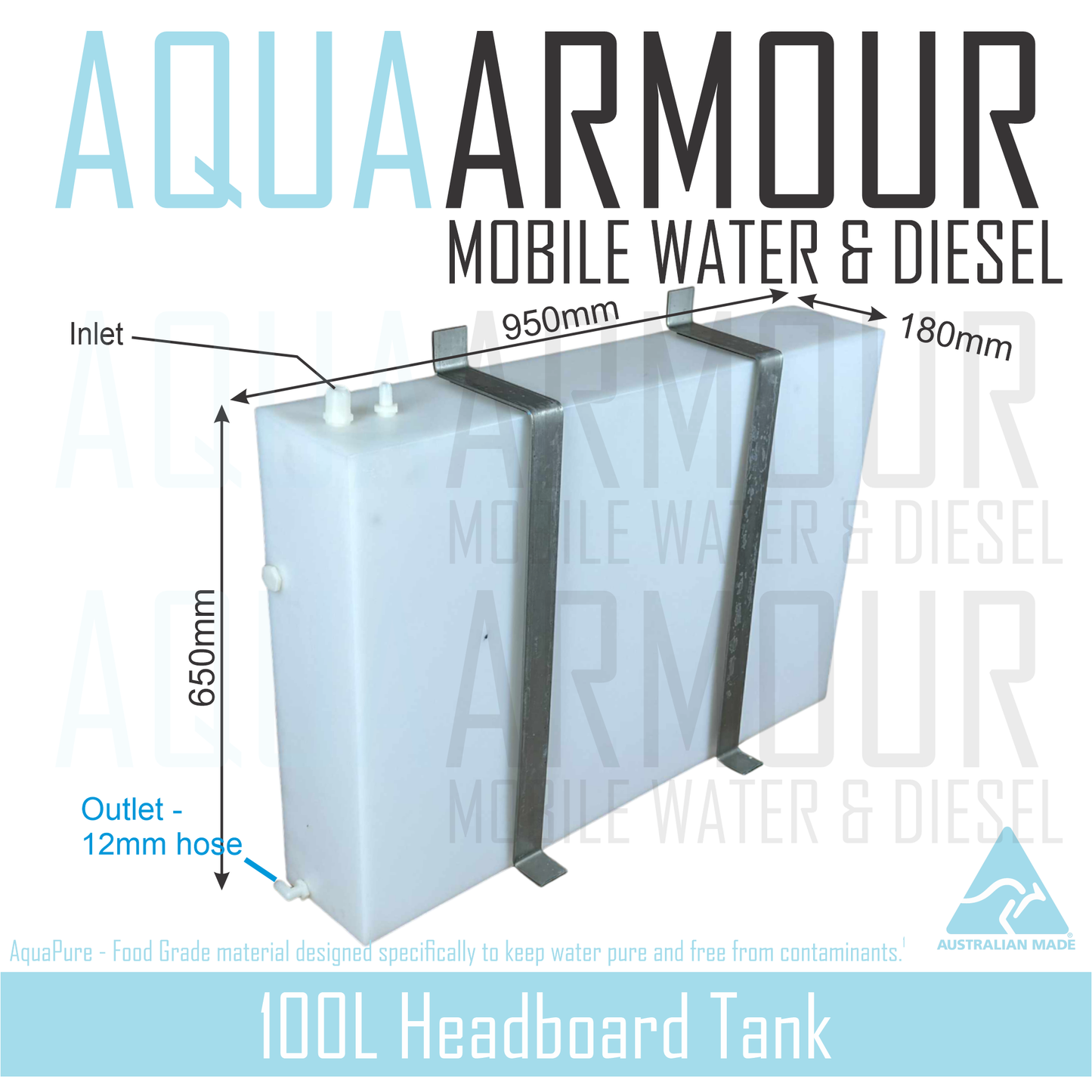 100L Semi-Transparent Canopy Fresh Water Tank with Brackets
