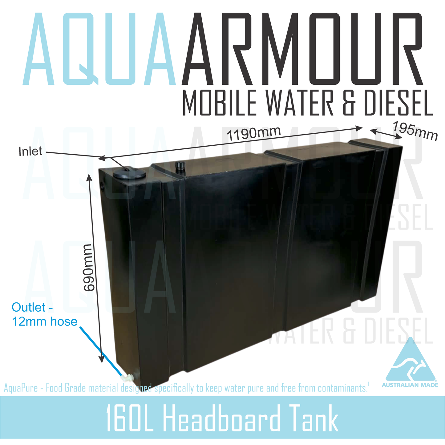 160L Extra Large Headboard Fresh Water Tank