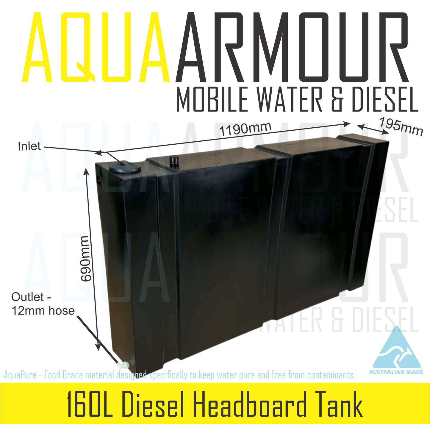 160L Diesel Extra Large Auxiliary Fuel Headboard Tank