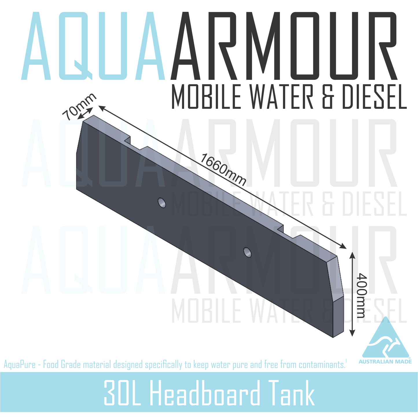 30L Slimline Headboard Fresh Water Tank (166x40x7)