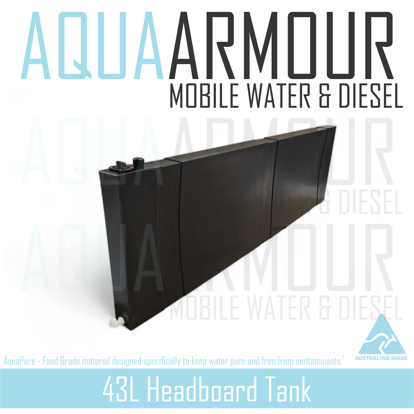 43L Slimline Headboard Fresh Water Tank - Direct Fill (172x40x8).