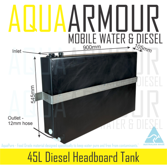 45L Diesel Headboard Tank with Mounting Brackets
