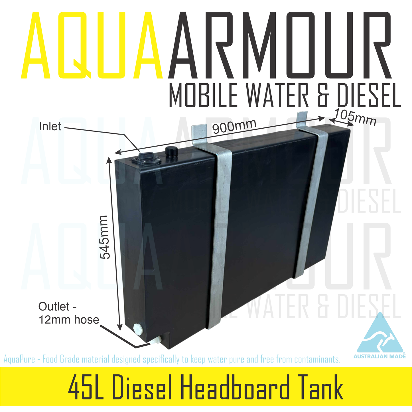 45L Diesel Headboard Tank with Mounting Brackets