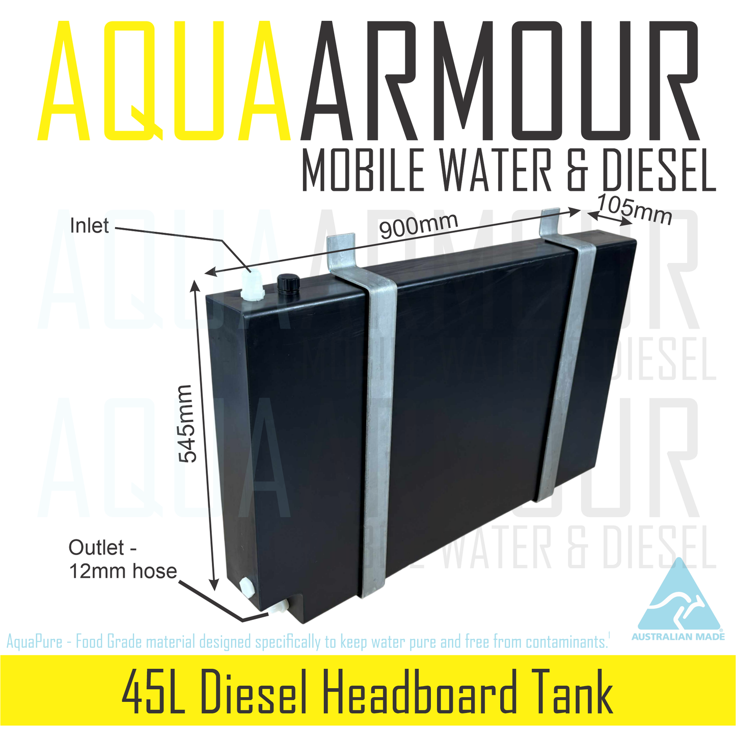 45L Diesel Headboard Tank with Mounting Brackets