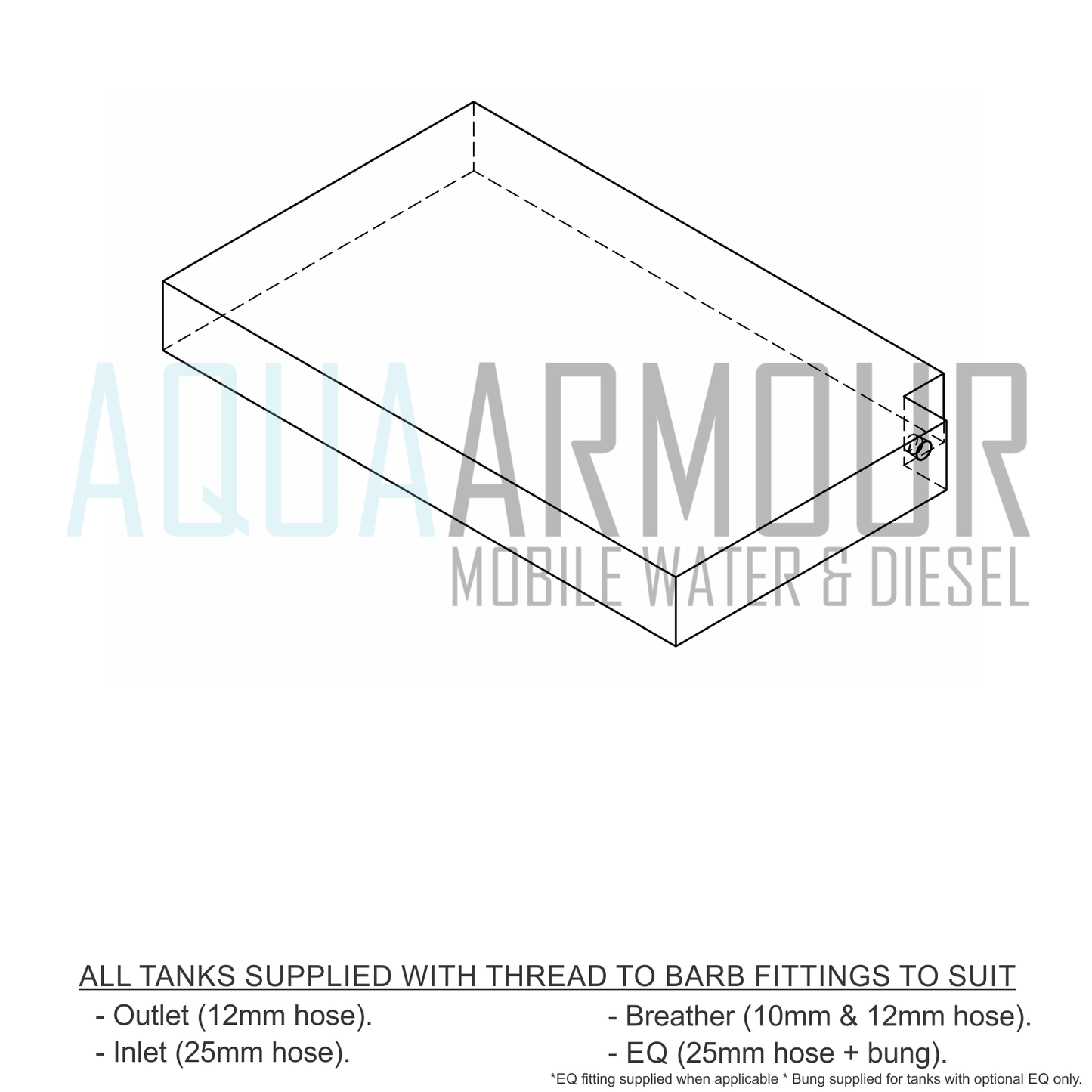 45L Slimline Headboard Fresh Water Tank (91x56x11).