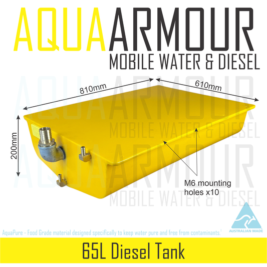 65L Diesel Tank Under Floor / Ute Tray / Trailer / Caravan  (81x61x20).
