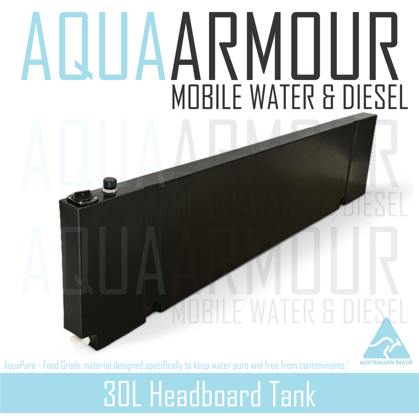 30L Slimline Headboard Fresh Water Tank with Multi-Mount Brackets