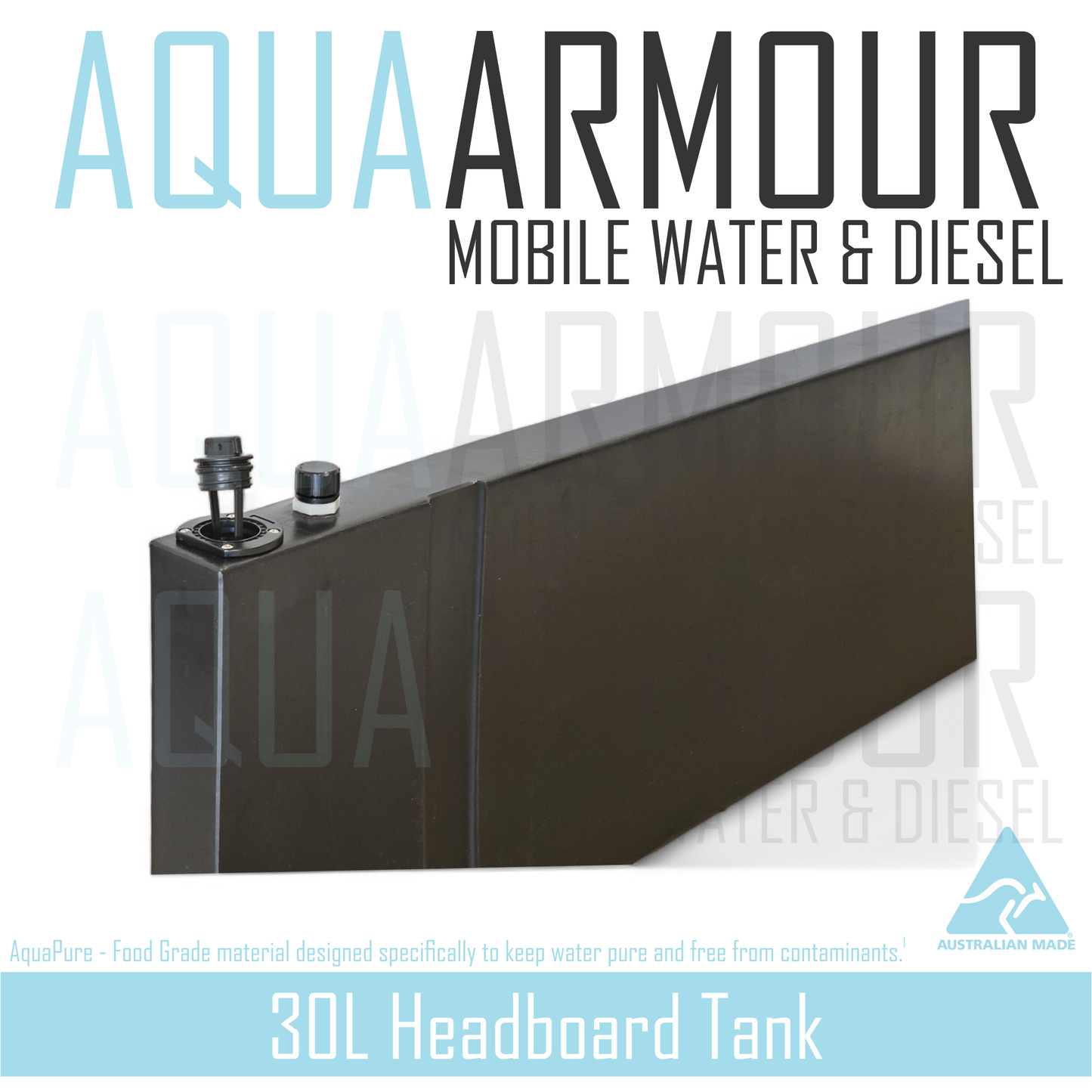 30L Slimline Headboard Fresh Water Tank with Multi-Mount Brackets