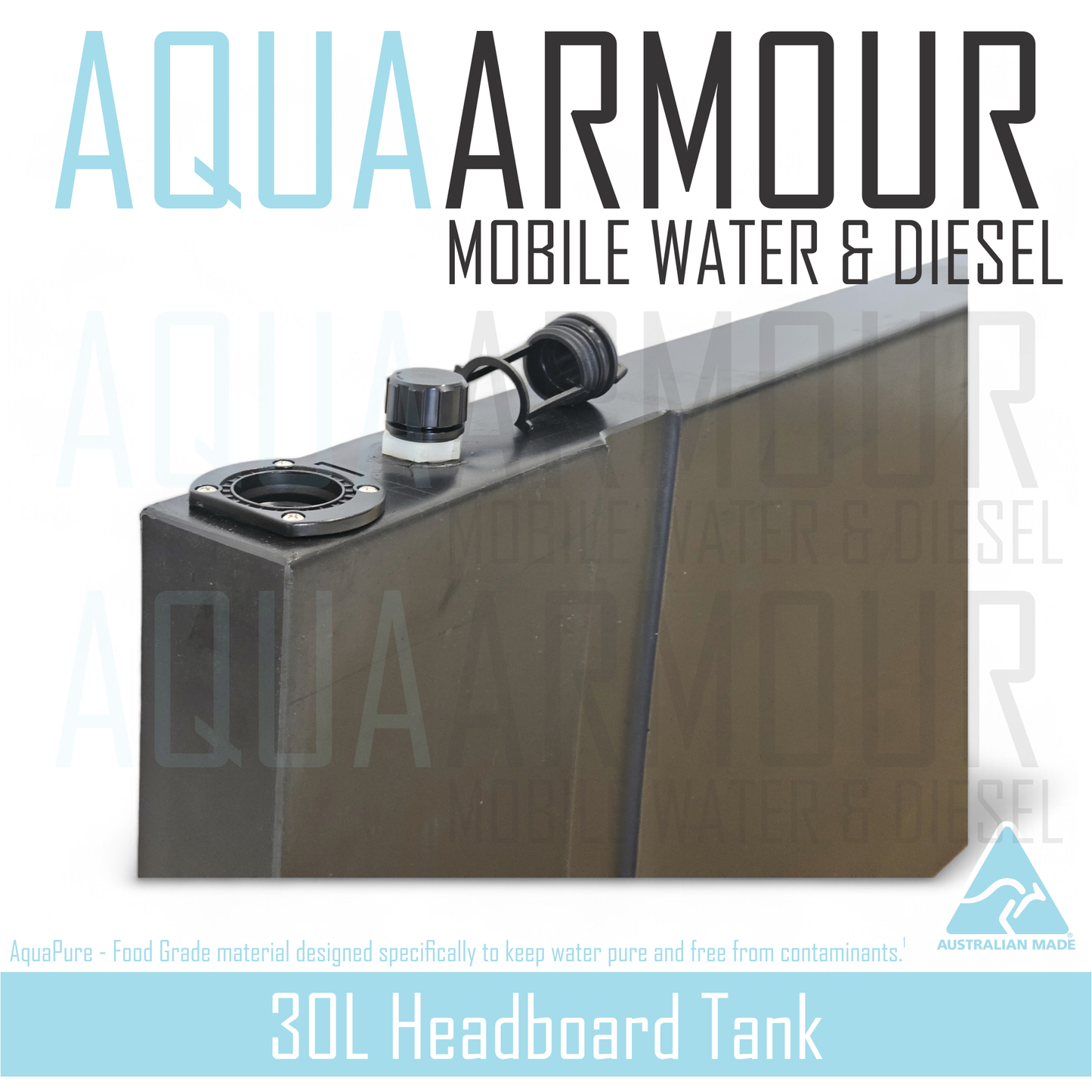 30L Slimline Headboard Fresh Water Tank with Multi-Mount Brackets