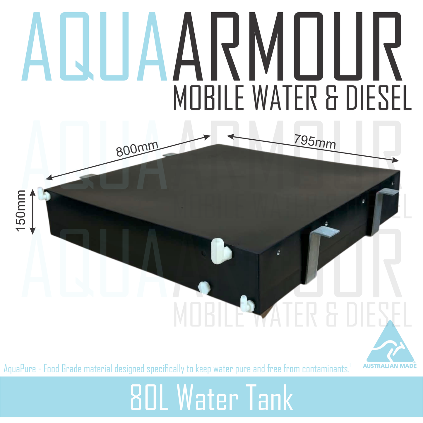 80L Water Tank - With Mounting brackets