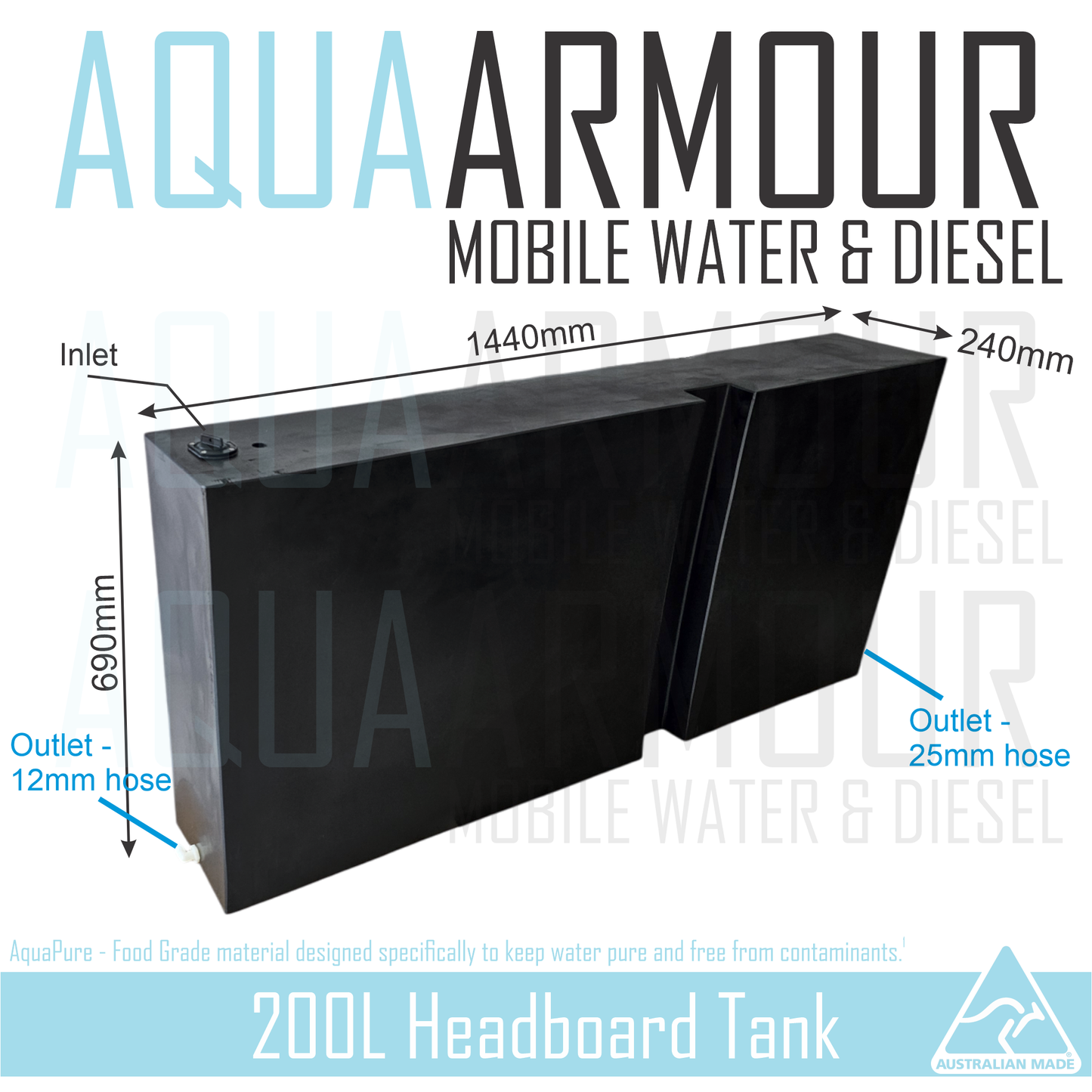 200L Headboard Fresh Water Tank (144x69x24)