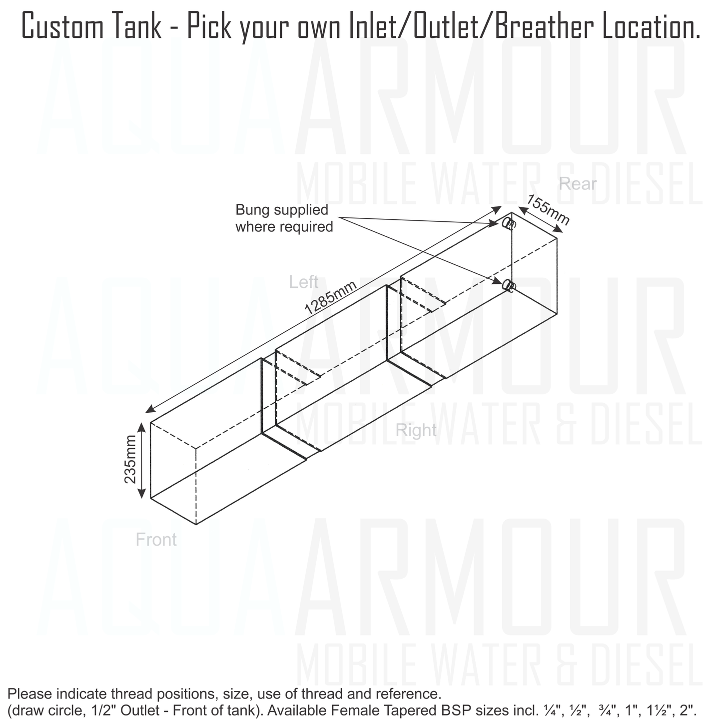 38L Mercedes Sprinter Grey Water Tank with Bracket Kit
