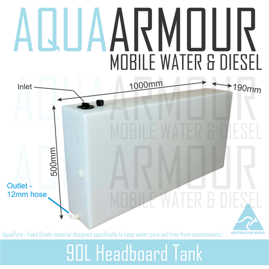 90L Semi-Transparent Canopy & Headboard Fresh Water Tank - See Through Water Level Monitoring (100x50x19) (Copy)