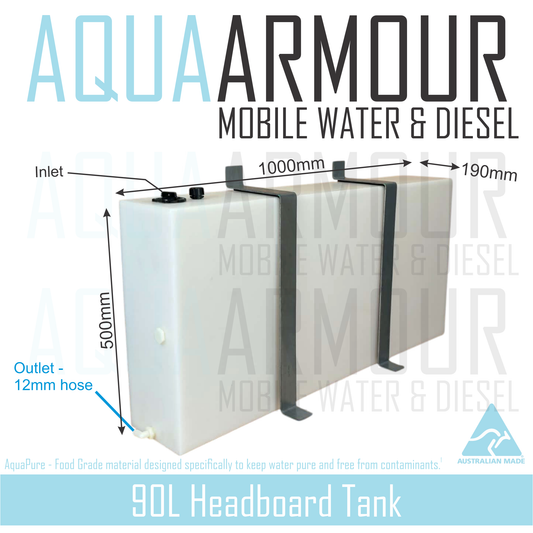 90L Semi-Transparent Headboard Fresh Water Tank with Mounting Brackets
