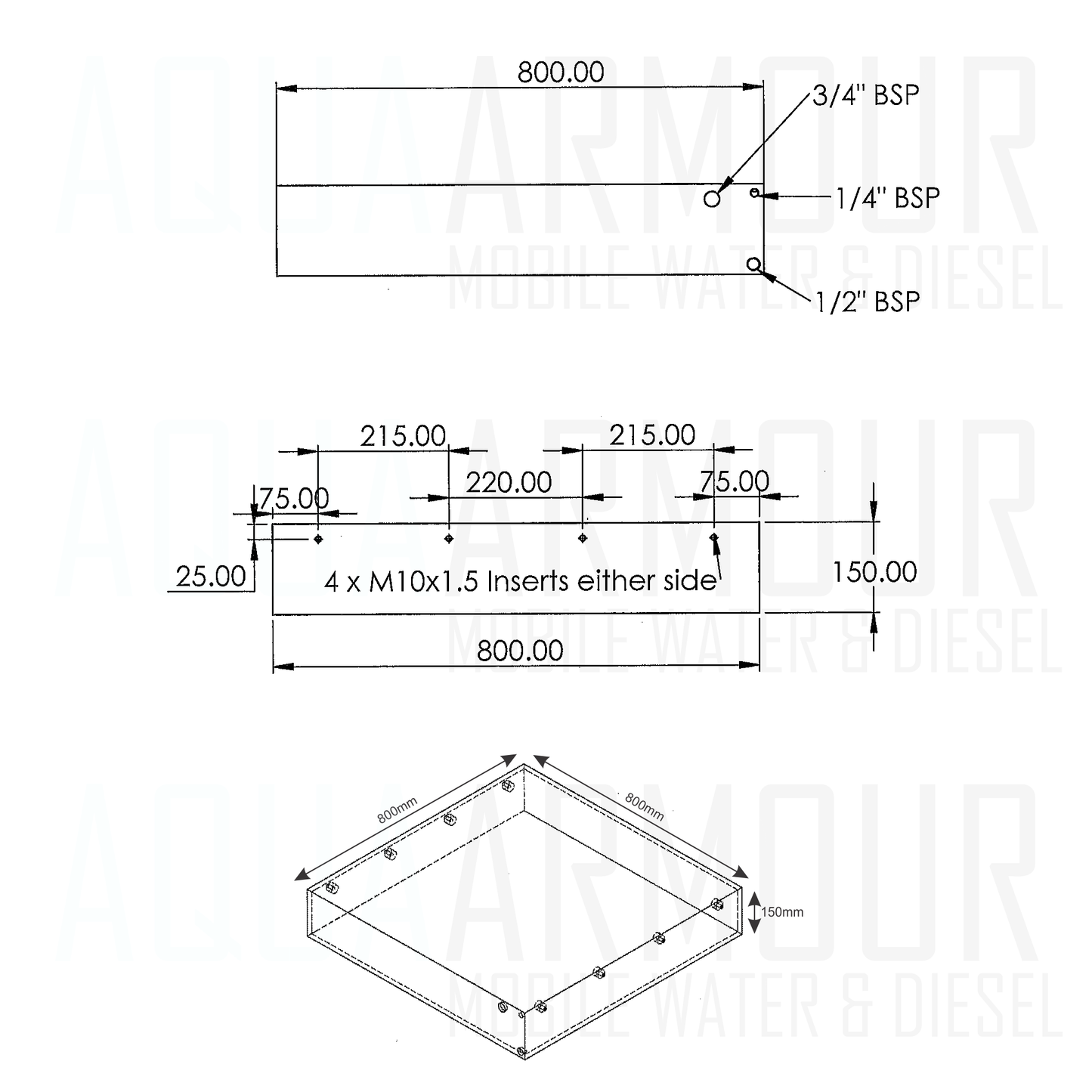 80L Slimline Under Floor Diesel Tank